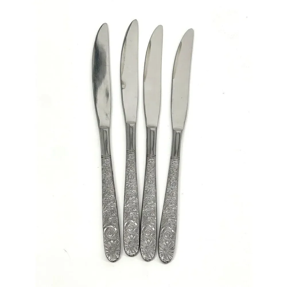 Stanley Roberts SRB180 Dinner Knife 8 1/2” Floral Stainless Taiwan Set Of 4